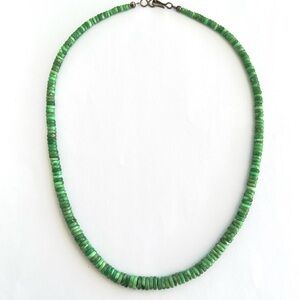 Vintage Green Turquoise Heishi Bead Necklace
